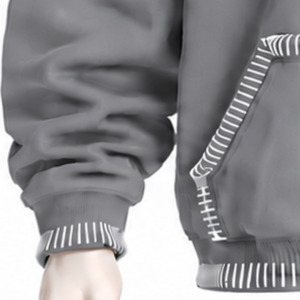 Gray Stitched Border Distressed Pullover <b>Hoodie</b> Heavyweight Sweatshirt Contrast <b>Stitch</b> Kangaroo Pocket Casual - Product Image 5