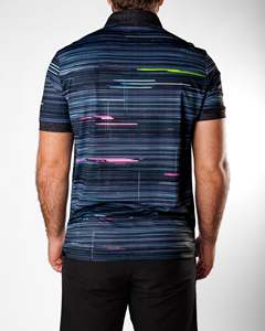 เสื้อกอล์ฟแขนสั้นลำลองลายทางสีสันสดใส ผ้าบรอดคลอธกันยับ พิมพ์โลโก้ตามสั่งสำหรับผู้ชาย - Product Image 4
