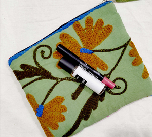 Duck Hand Embroidered Beaded Cash Money Design Pouch <b>Mini</b> Coin Purse with Zipper Pure Crepe Fashion for Women - Product Image 3