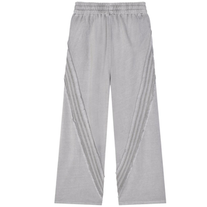 Pantalones de chándal anchos de algodón lavado de peso pesado - Joggers streetwear con detalles de cinta - Pantalones de algodón lavado oversize - Product Image 2