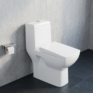 Inodoro de cerámica moderno de una pieza con doble descarga y salida en S para baño de hotel de lujo, artículos sanitarios. - Product Image 1