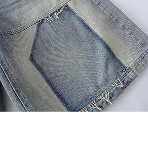 Pantalones Cortos de Mezclilla OEM con Lavado Ácido, Unisex, Estilo Urbano Holgado, Vintage, de Algodón, Venta al por Mayor - Product Image 4