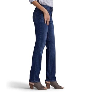 Jeans pour femmes - Pantalon en denim coupe droite personnalisé, coton de haute qualité, coupe droite, taille haute, jeans grande taille pour femme - Product Image 4