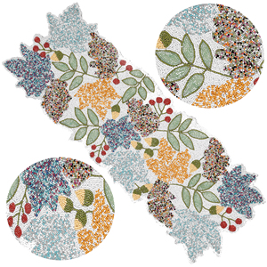 นักวิ่งโต๊ะทานอาหารลูกปัดแก้วขนาด36 "งานลูกปัดมือออกแบบลายดอกไม้ได้ตามต้องการ - Product Image 4