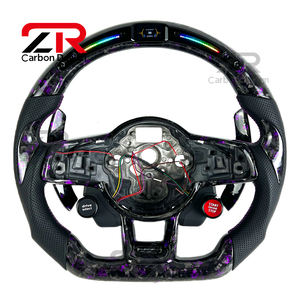 Volant en fibre de carbone forgé personnalisé avec bouton de démarrage pour Volkswagen VW <span class=keywords><strong>GTI</strong></span> Series/<span class=keywords><strong>Golf</strong></span> 7R Series Mk7 Mk7.5 GLI - Product Image 1