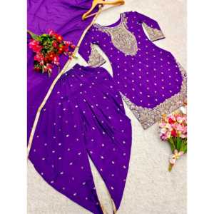 Designer Evening <b>Dresses</b> <b>Party</b> Wear Top Dhoti Dupatta - Product Image 5