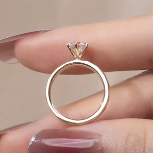 Women's 18K Solid Gold Round Brilliant Cut Diamond Engagement Ring Prong Setting Classic Style Fine Jewelry - Product Image 3