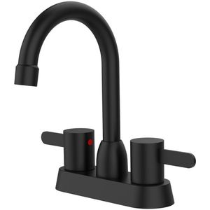 Rubinetto per Lavabo RV Nero Opaco a 2 Maniglie, Miscelatore per Lavabo a 3 Fori per Bagno - Product Image 1