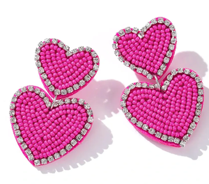 Pendientes de Corazón con Cuentas de Semillas, Regalo de Moda para Mujer, Pendientes Colgantes con Diseño de Amor por MD HANDICRAFTS - Product Image 4