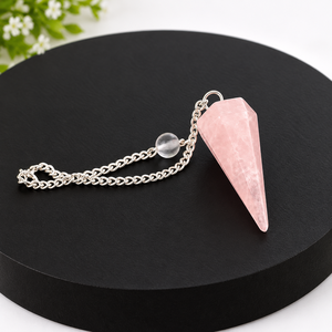 Fournisseur en gros de pendules en quartz rose naturel, pointe de cristal polie, pierre précieuse, outil de méditation spirituelle, personnalisable - Product Image 2