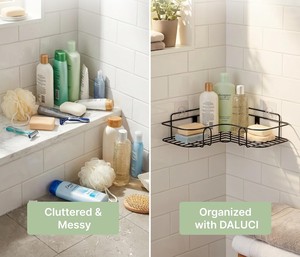 Set of 2 Metal Bathroom Corner <b>Shelf</b> Rack | Self Adhesive No Drill <b>Wall</b> <b>Mounted</b> Rustproof Bathroom & Kitchen Organizer - Product Image 6