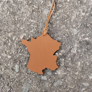 Porte-clé personnalisé en cuir en forme de carte de la <span class=keywords><strong>France</strong></span>, pendentif de voiture, accessoire de cadeau - Product Image 3