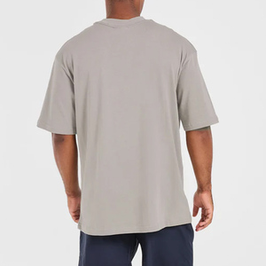 T-shirt basique surdimensionné pour homme, en coton épais avec design épaules tombantes, personnalisation de la marque pour les commandes en gros - Product Image 2