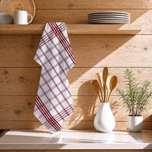 Essuie-tout de cuisine 100 % coton, super absorbant, en tissu teint, avec motif rayé, pour usage en cuisine - Product Image 1