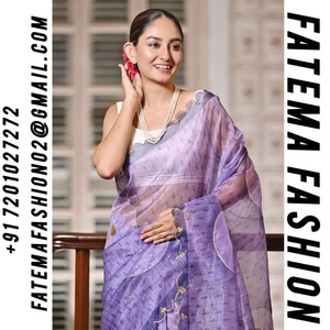 ผ้าส่าหรีอินเดียผ้าสวมใส่สบายผ้าทอแน่นดีไซน์ล่าสุดสำหรับงานปาร์ตี้ - Product Image 2