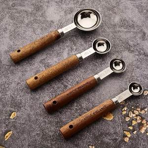 Juego de Cucharas Medidoras de Acero Inoxidable con Mango de Madera Vintage para Repostería y Café – Proveedor Mayorista de Cucharas Medidoras Personalizadas para Cocina - Product Image 3