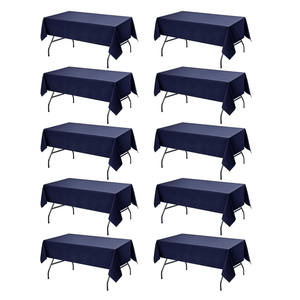 10 Pack Navy Blue 60 X 84 Inches Rectangle Tables <b>Tablecloths</b> Stain Resistant Polyester Fabric <b>Washable</b> for 4 Foot Tables - Product Image 1