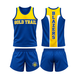 Adult Unisex Breathable Spandex Protective Basketball Uniform Set Blue and Yellow Gold Trail Blazers Jersey Shorts - Product Image 1