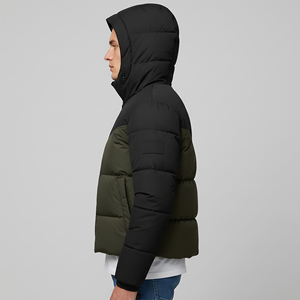 <b>Men's</b> Hooded Puffer <b>Jacket</b> Winter Warm Color Blocking Thick Polyester Windproof Casual Outerwear Regular Fit Zipper Closure - Product Image 5
