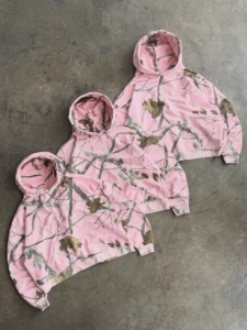 ชุดเซ็ตเสื้อฮู้ดดี้สีชมพูฟอกสีลายพรางแบบ Real Tree สำหรับผู้หญิง พร้อมกางเกงขายาวทรงกว้าง ผ้าฟลีซ  แบบสองชิ้น  ผู้ผลิต - Product Image 2