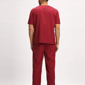 OEM Men Hospital Salon <b>Work</b> Beauty Nurse Uniform V-Neck & Short Sleeve Top <b>Scrub</b> Set for Medical Staff - Product Image 2
