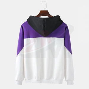 Sudaderas con capucha blancas y moradas con nombre de marca y logotipo personalizados para hombre, corte ajustado, venta al por mayor, pedido a granel - Product Image 2