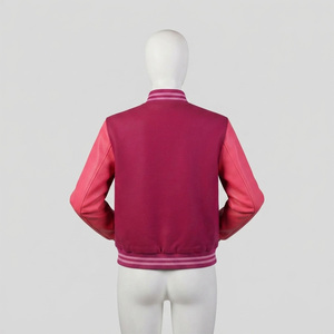 Veste de baseball pour homme REDDITO SPORTS, manches en laine, couleur unie rose beige, col rabattu, fermeture à boutons en corne, décontractée - Product Image 3