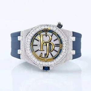 Briva Luxury Men's Square Stainless Steel Quartz Watch Diamond Studded Analog Display Rubber Band Glass Dial Calendar 10 <b>Bar</b> - Product Image 6