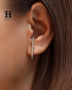 Pendientes de Diamantes Cultivados en Laboratorio Personalizados, Oro de 14K, Pendientes Largos Minimalistas con Barra, para Mujer, Diamante de Corte Brillante Redondo - Product Image 1