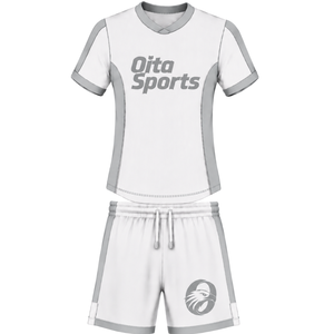 White <b>Light</b> Grey Rugby Jersey Shorts Set Short Sleeve V <b>Neck</b> Team Uniform Custom Breathable Training Athletic Sportswear - Product Image 3