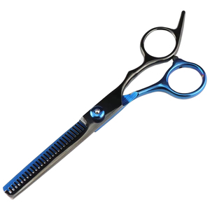 Ciseaux à effiler professionnels 6'' à faible MOQ, bleus et noirs, en acier inoxydable, à pointe arrondie, durables, outils de salon, OEM - Product Image 5