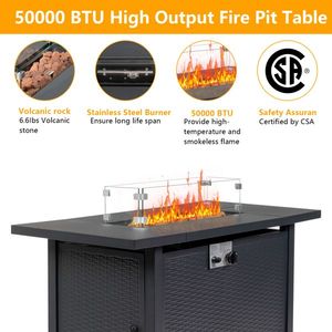 43-Inch Volcanic Stone Black Gas Firepit 50000 BTU Fire Table - Product Image 5