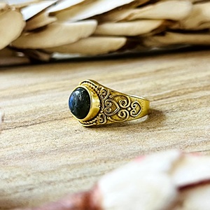 Latest Design Brass <b>Ring</b> Women Tribal <b>Labradorite</b> <b>Ring</b> Vintage Brass Jewelry Female 18k Gold Plated Boho Heart For Wholesale/OEM - Product Image 5