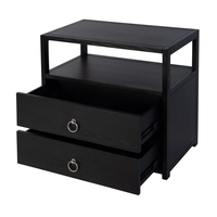 Mesita de Noche Moderna Minimalista de Madera de Caoba Marrón con Almacenamiento. Mesa de Noche de Madera Maciza Resistente para Dormitorio