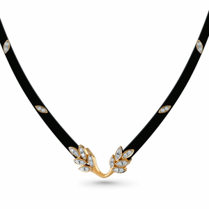 Luxury 18K <b>Gold</b> Diamond <b>Pendant</b> Necklace Marquise Cut Plant Design Women Everyday Wear Strand Chain - Product Image 1