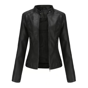 OEM New Arrival High Quality Fashionable Biker PU <b>Jacket</b> Waterproof Woven Nylon Lining Customized Design Winter Wear - Product Image 1