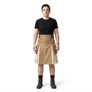 Kilt Unisex Color Caqui, Estilo Utilitario, con Múltiples Bolsillos, para Trabajo, con Correa Ajustable, Diseño Moderno y Personalizado - Product Image 1