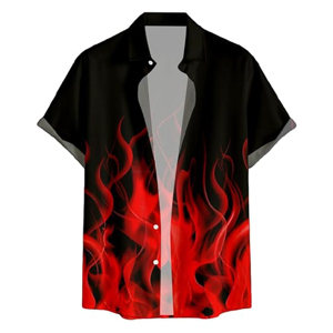 Wholesale Custom Sublimation Red Flame Graphic Matching Couple Outfits – Avant-Garde Unisex Resortwear & <b>Cocktail</b> Camisole Dress - Product Image 5