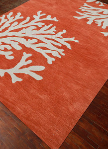 Alfombra de Lana Hecha a Mano con Diseño Floral, Modelo TAC-423 de Jaipur Rugs, Ecológica, Delgada, Moderna, de Pelo Corto, Color Naranja Mandarina/Marfil Oscuro, Tamaño Grande 9x12 - Product Image 3