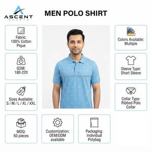 เสื้อโปโลลำลองผู้ชาย ผ้าฝ้ายผสม ระบายอากาศดี เหมาะสำหรับกอล์ฟ แขนสั้น รับผลิตตามแบบ OEM ODM ขายส่ง - Product Image 6