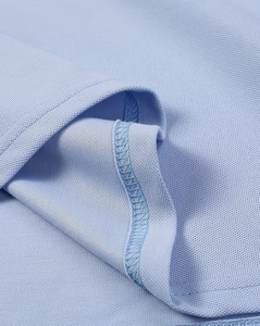 Men's Light Blue Short Sleeve Knitted Breathable Polyester/Cotton Jersey Fabric for Shirt Regular Fit Button Design Casual - Product Image 6