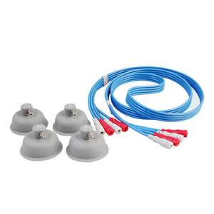 Cupping Therapy <b>Set</b> With 4 Gray Cups And Blue Cables For Body Pain Relief Manual Wired Control Class Physical Therapy Equipment - Product Image 1