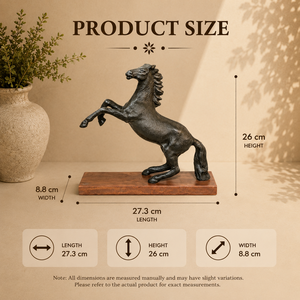 Escultura de Caballo en Postura de Carrera, Figura Metálica Premium sobre Base de Madera, Decoración Elegante para Mesa, Hogar u Oficina, Adorno Ecuestre - Product Image 2