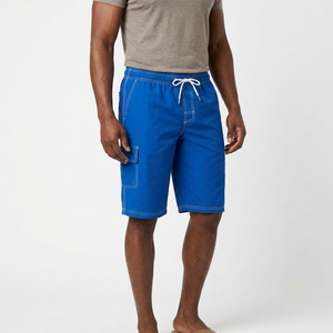 Pantalones Cortos de Playa Azules para Hombre, Color Sólido, Cintura con Cordón, Secado Rápido, Bolsillos Tipo Cargo, Pantalones Cortos Casuales Tipo Bermuda, Tejido de Poliéster - Product Image 5