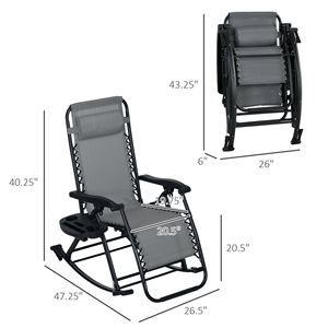 Set di 2 Poltrone Reclinabili Grigie a Gravità Zero con Portabicchieri e Supporti per Telefono, Set di Sedie per il Massimo Relax con Cuscini Inclusi - Product Image 3