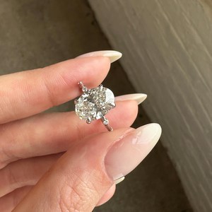 3 Carat Oval Lab Grown Diamond Engagement <b>Ring</b> ,<b>Dainty</b> Minimal Oval Diamond <b>Ring</b>,Thin Diamond 14K White Gold <b>Ring</b>, IGI Certified - Product Image 2