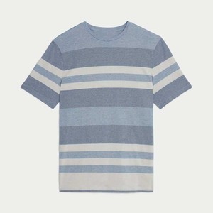 Camiseta de Algodón a Rayas Sublimada Transpirable de Alta Calidad al por Mayor, Camiseta Informal de Manga Corta para Hombre - Product Image 4