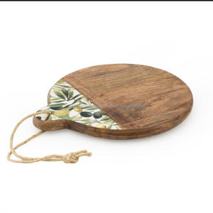 Dernière collection de planches à découper rondes en bois de style éco-art de l'artisanat indien unique pour la décoration de la cuisine de la maison et de l'hôtel - Product Image 2