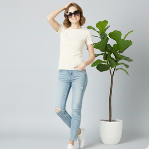 T-shirt pour femme à séchage rapide, couleur blanc crème, 100% coton, chemises très demandées pour femmes à prix de gros avec logo personnalisé - Product Image 4