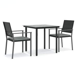 Conjunto de Comedor de Jardín Compacto y Duradero de Mimbre Sintético Negro - Product Image 2